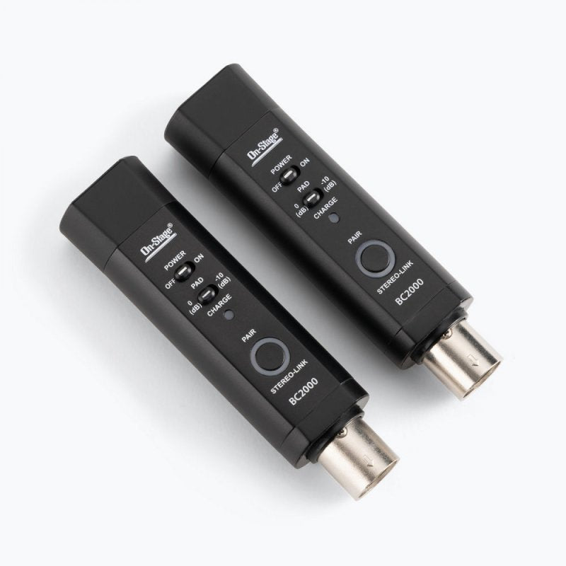 On-Stage BC2000V2, Stereo Bluetooth Converter, Wirelessly Connects a Bluetooth Audio Source to a Mixer or Powered, Powered by a Rechargeable battery-no Need for a Power Cable on Stage