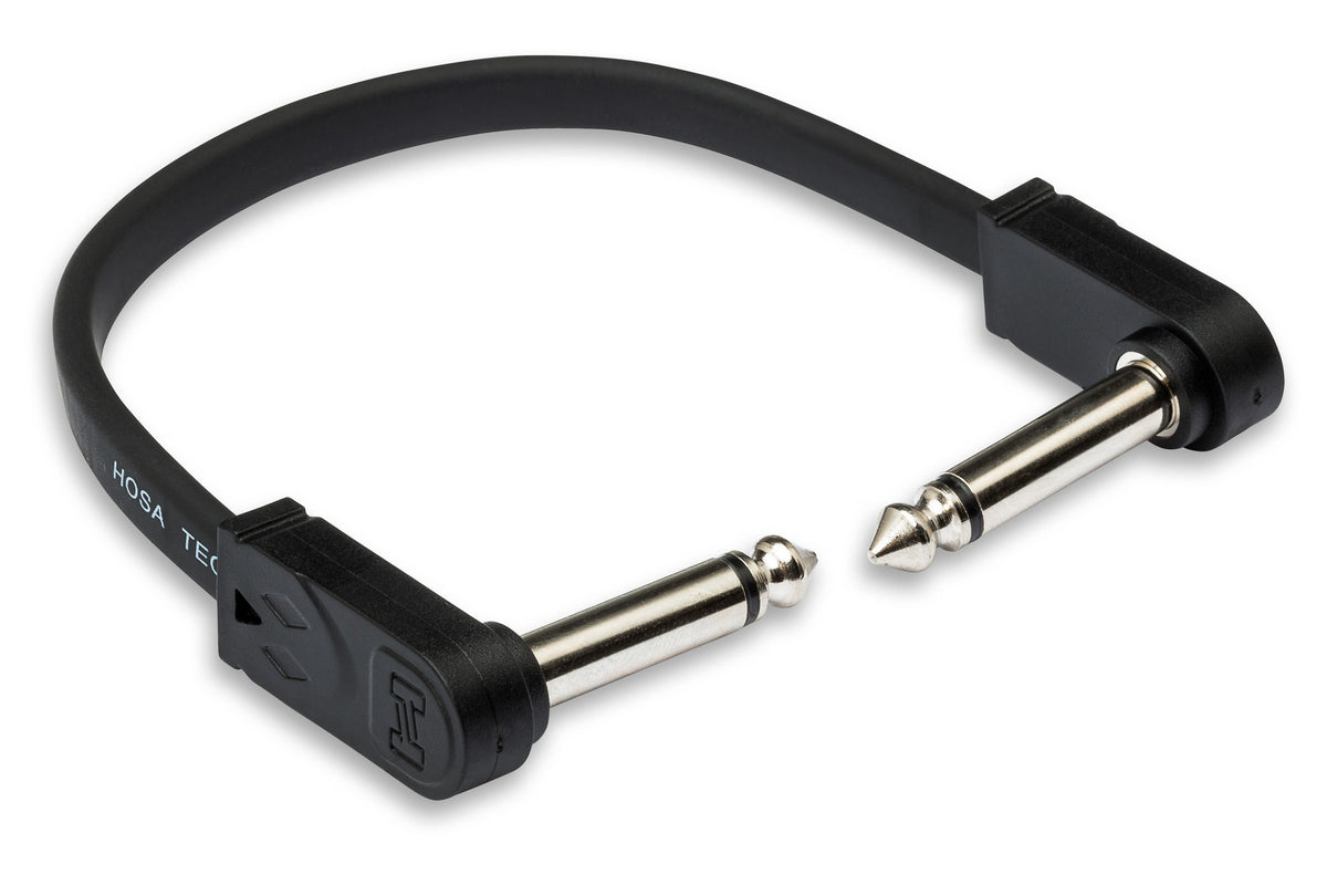 HOSA - Flat Guitar Patch Cable, Molded Low-profile Right-angle to Same, 6 in