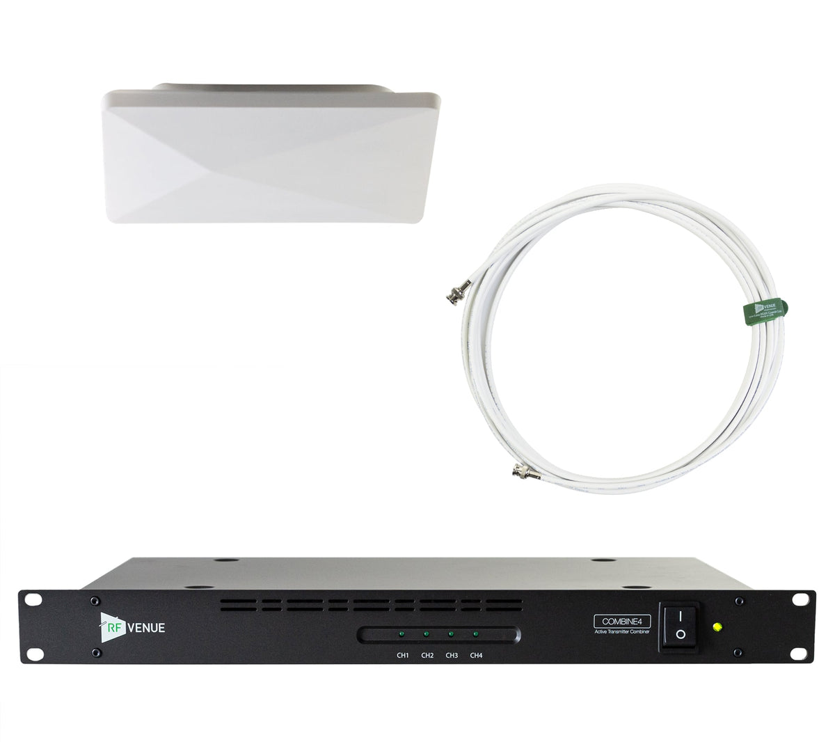 RF Venue 4 Channel IEM Upgrade Pack COMB4CP-ARC, COMBINE4 In-Ear Monitor Combiner with CP Architectural Antenna, White
