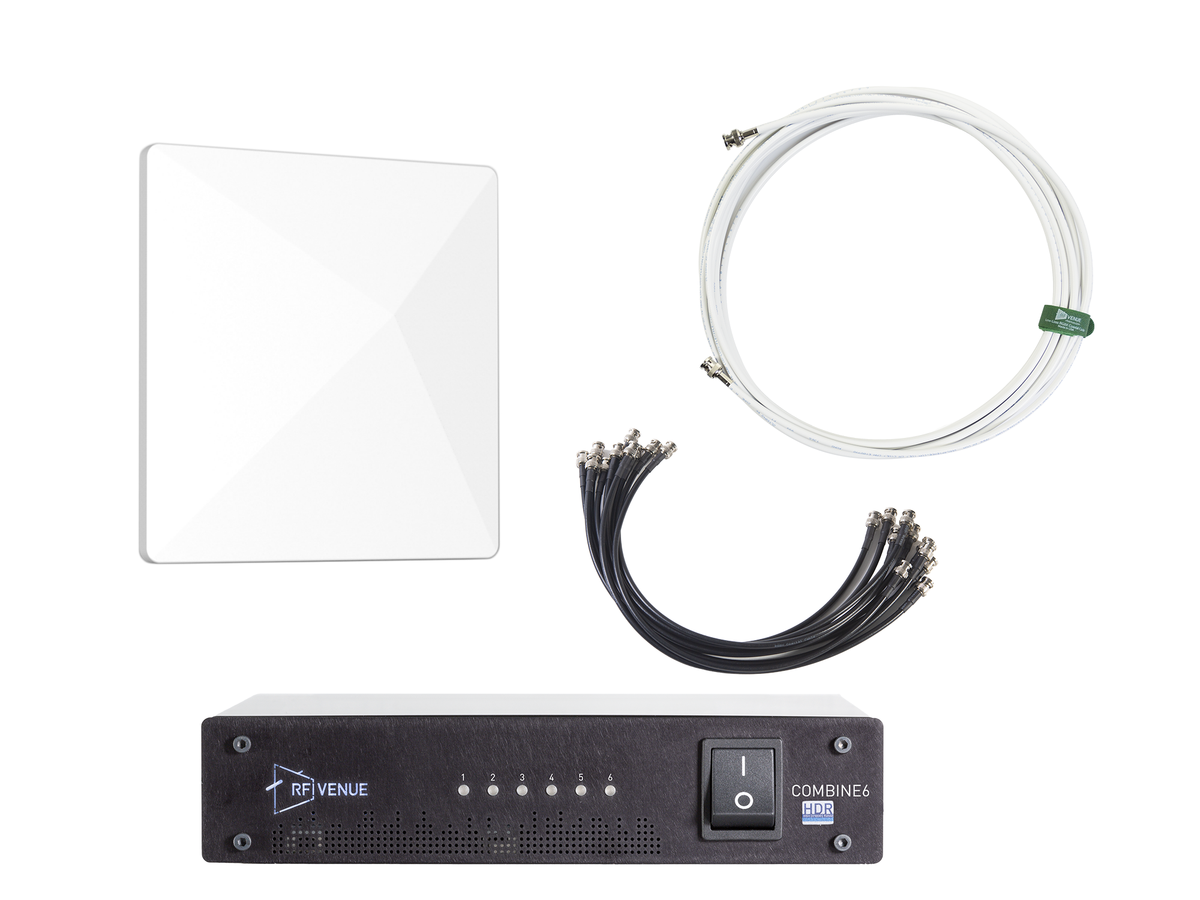 RF Venue 6 Channel IEM Upgrade Pack COMB6CP-ARC, COMBINE6 HDR In-Ear Monitor Combiner with CP Architectural Antenna, White