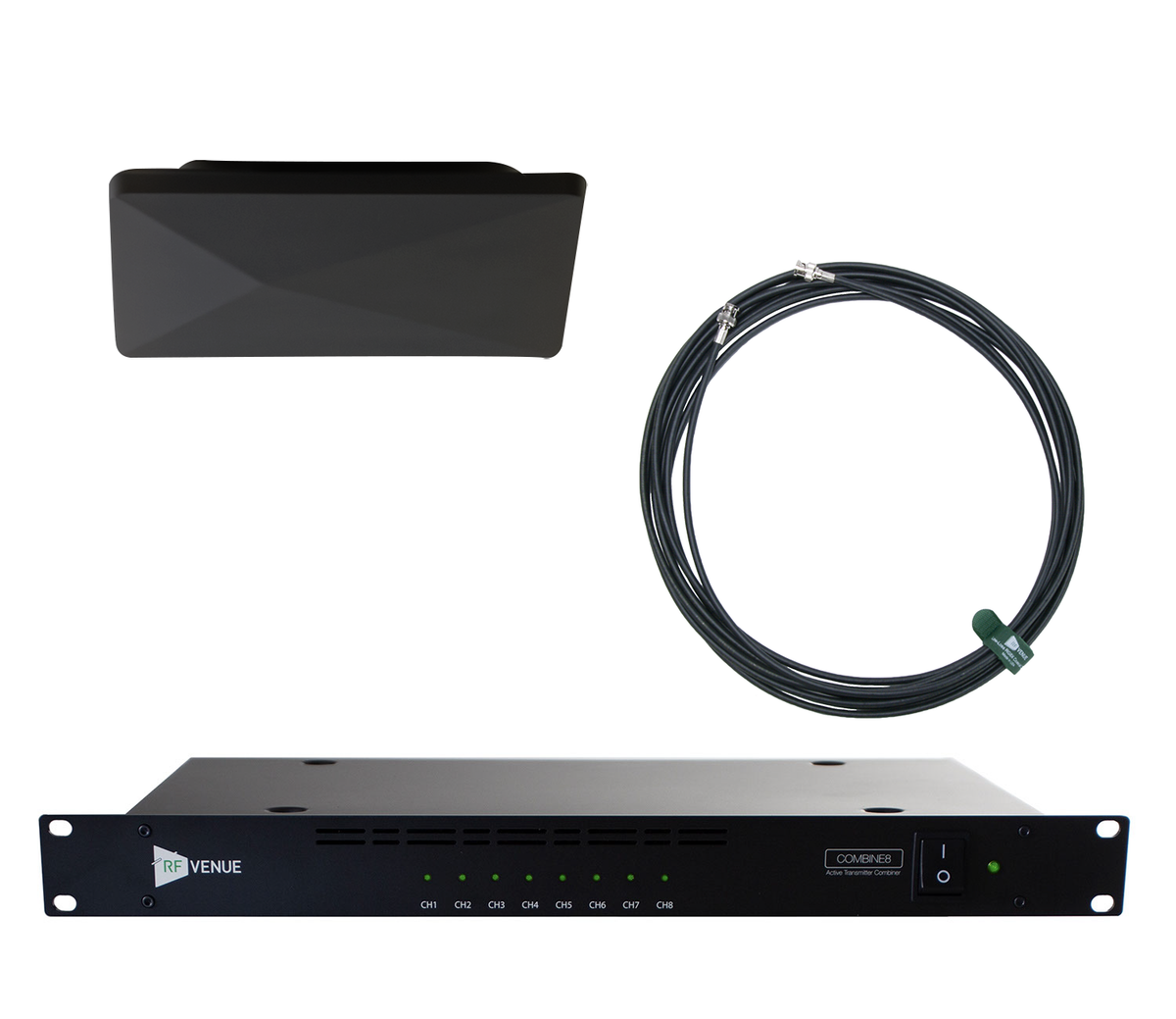 RF Venue 8 Channel IEM Upgrade Pack COMB8CP-ARCB, COMBINE8 In-Ear Monitor Combiner with CP Architectural Antenna, Black