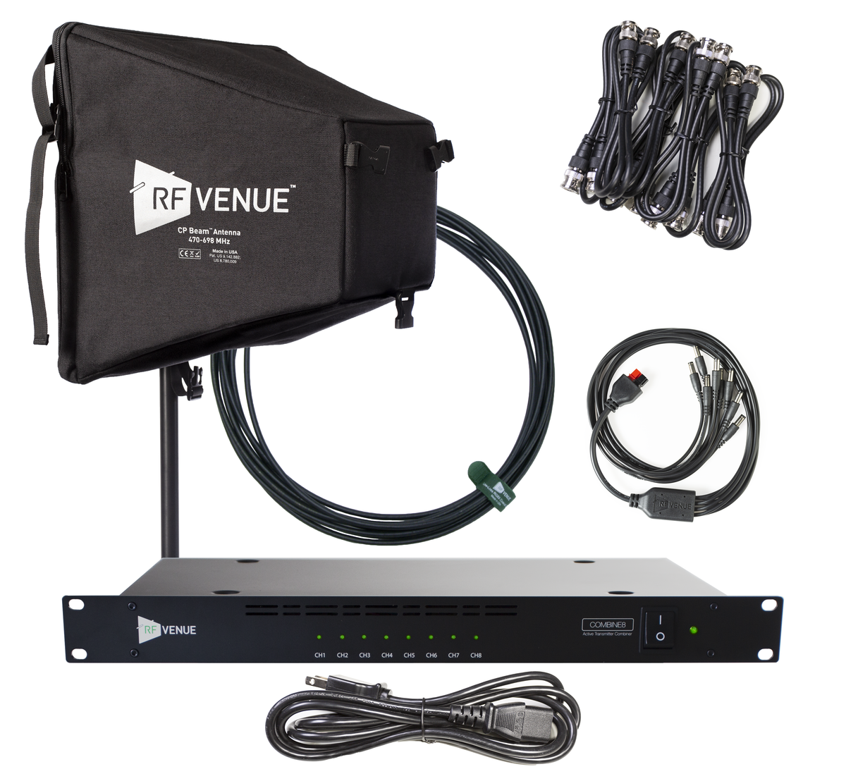 RF Venue 8 Channel IEM Upgrade Pack COMB8CPB, COMBINE8 In-Ear Monitor Combiner with CP Beam Antenna