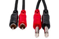 HOSA - Stereo Interconnect, Dual 1/4 in TS to Dual RCA, 2 m