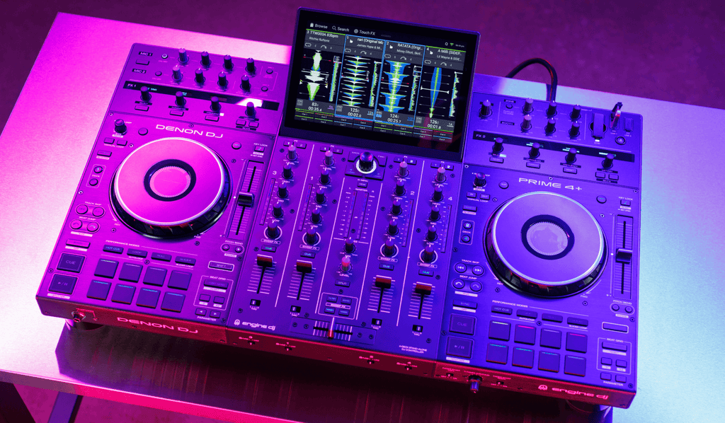 Denon DJ PRIME 4+, 4-Deck Standalone DJ System with 10.1-Inch Touchscreen, Wi-Fi Streaming and Engine DJ