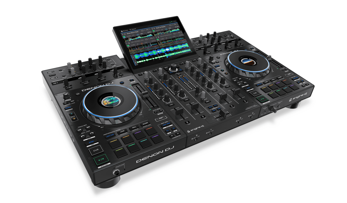 Denon DJ PRIME 4+, 4-Deck Standalone DJ System with 10.1-Inch Touchscreen, Wi-Fi Streaming and Engine DJ
