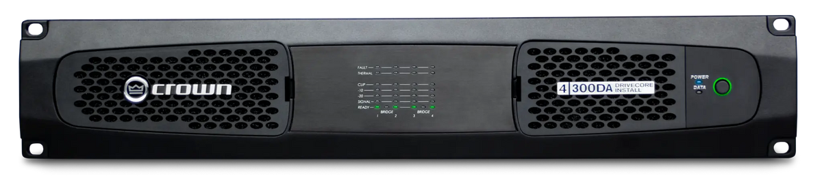 Crown DCI4X300DA, Four-channel, 300W @ 4Ω Power Amplifier with Dante™ / AES67 Networked Audio, and 70V/100V