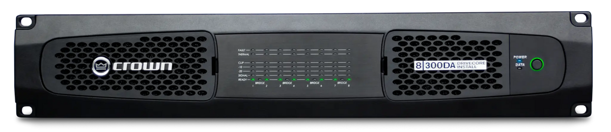 Crown DCI8X300DA, Eight-channel, 300W @ 4Ω Power Amplifier with Dante™ / AES67 Networked Audio, and 70V/100V / EN 54-16 Compliant for Life Safety Applications