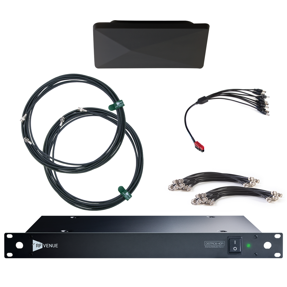 RF Venue 9 Channel Wireless Mic Upgrade Pack D-ARCBD9, DISTRO9 HDR Antenna Distribution with Diversity Architectural Antenna, Black