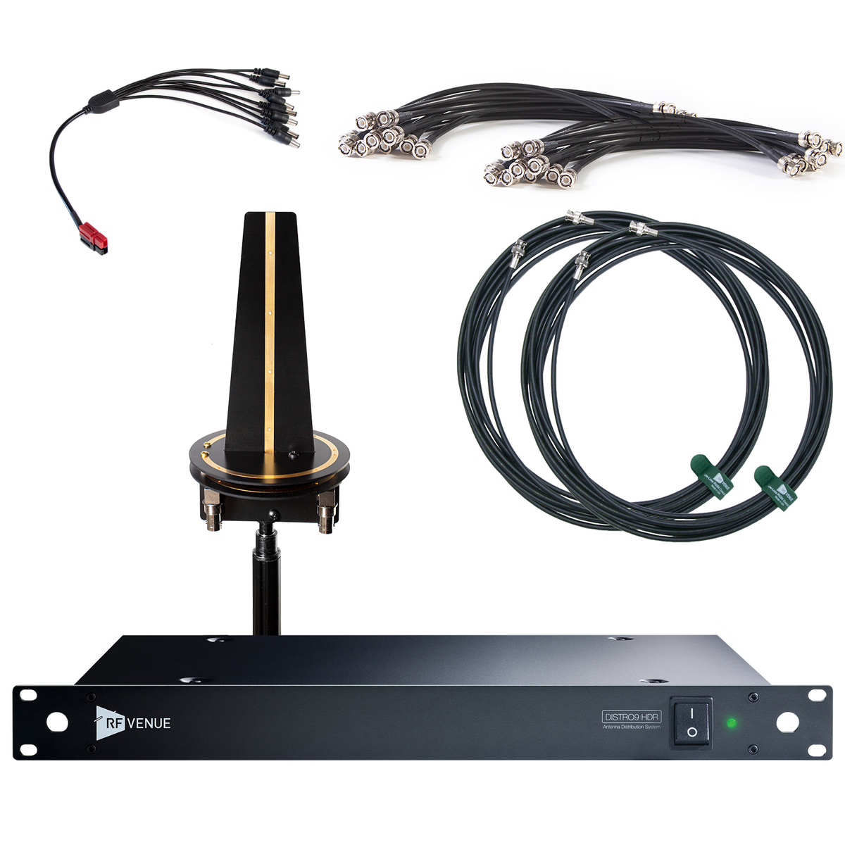 RF Venue 9 Channel Wireless Mic Upgrade Pack D-OMNID9, DISTRO9 HDR Antenna Distribution with Diversity Omni Antenna