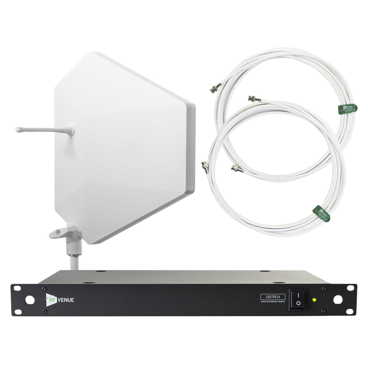 RF Venue 4 Channel Wireless Mic Upgrade Pack DFIN-IPXWDISTRO4, DISTRO4 Antenna Distribution with Diversity Fin IPX Antenna, White