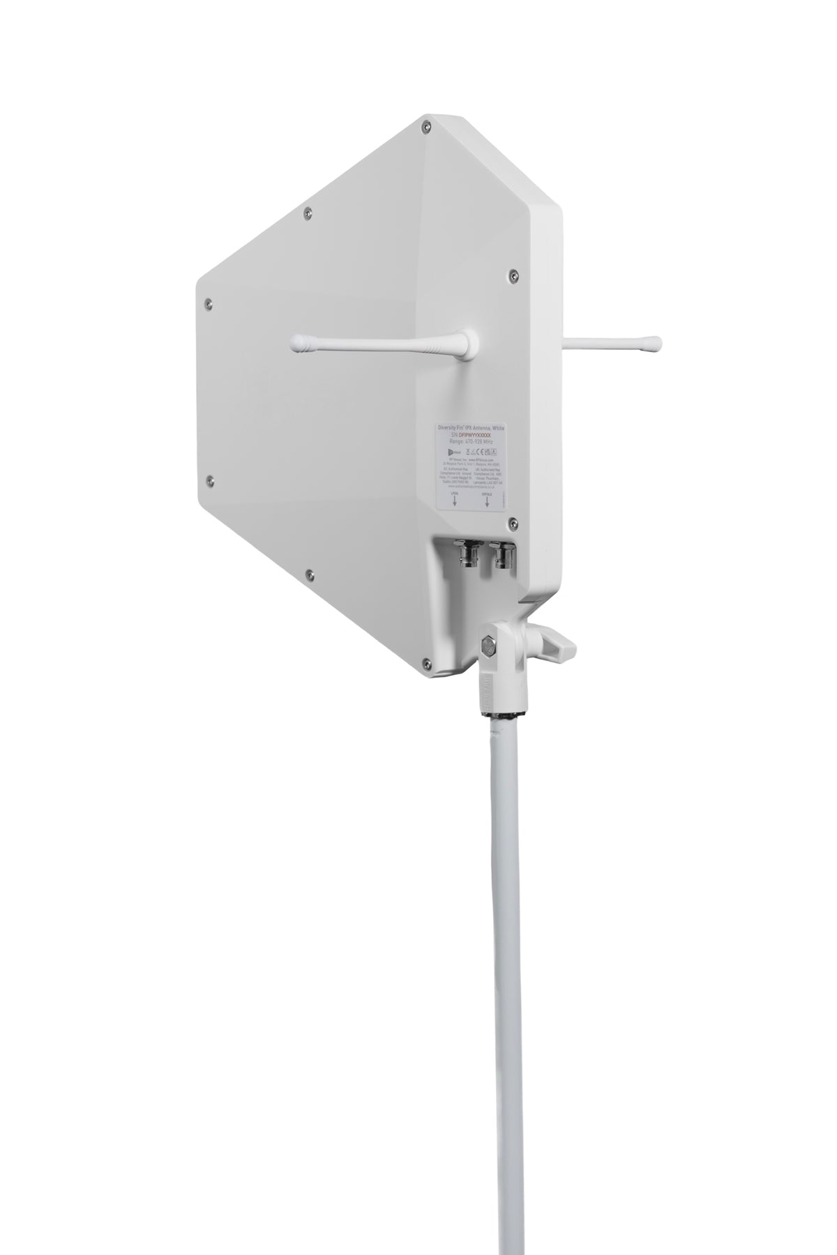 RF Venue Diversity Fin IPX White DFIN-IPXW, IP44 Weather Resistant Cross Polarized Diversity Antenna for Wireless Microphones, White