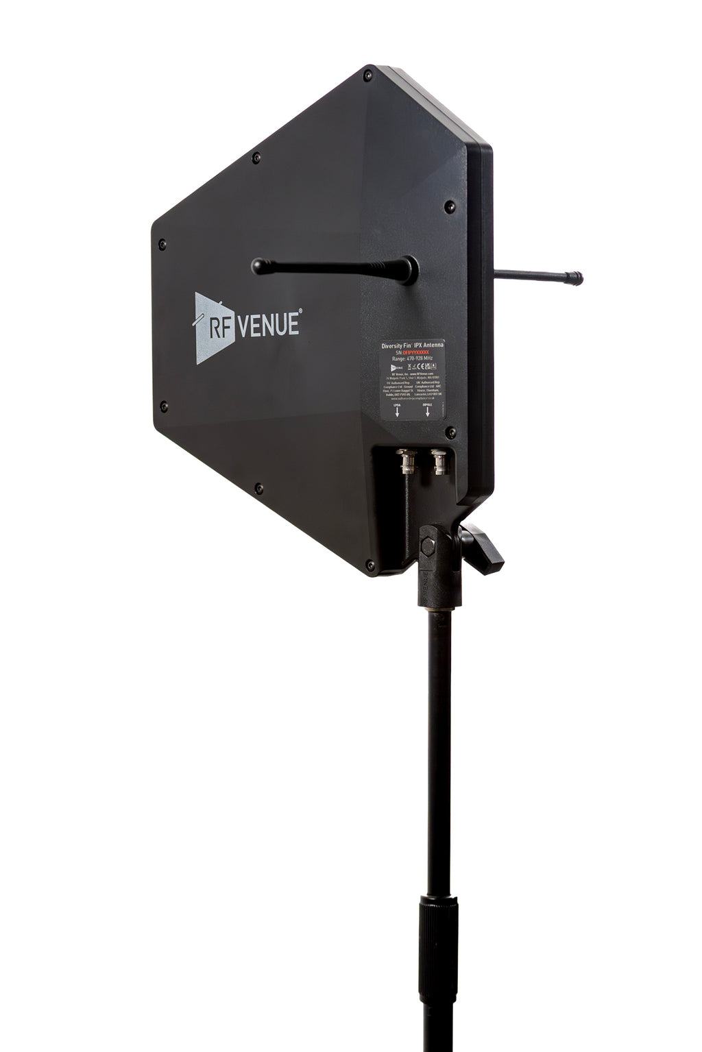 RF Venue Diversity Fin IPX DFIN-IPX, IP44 Weather Resistant Cross Polarized Diversity Antenna for Wireless Microphones, Black