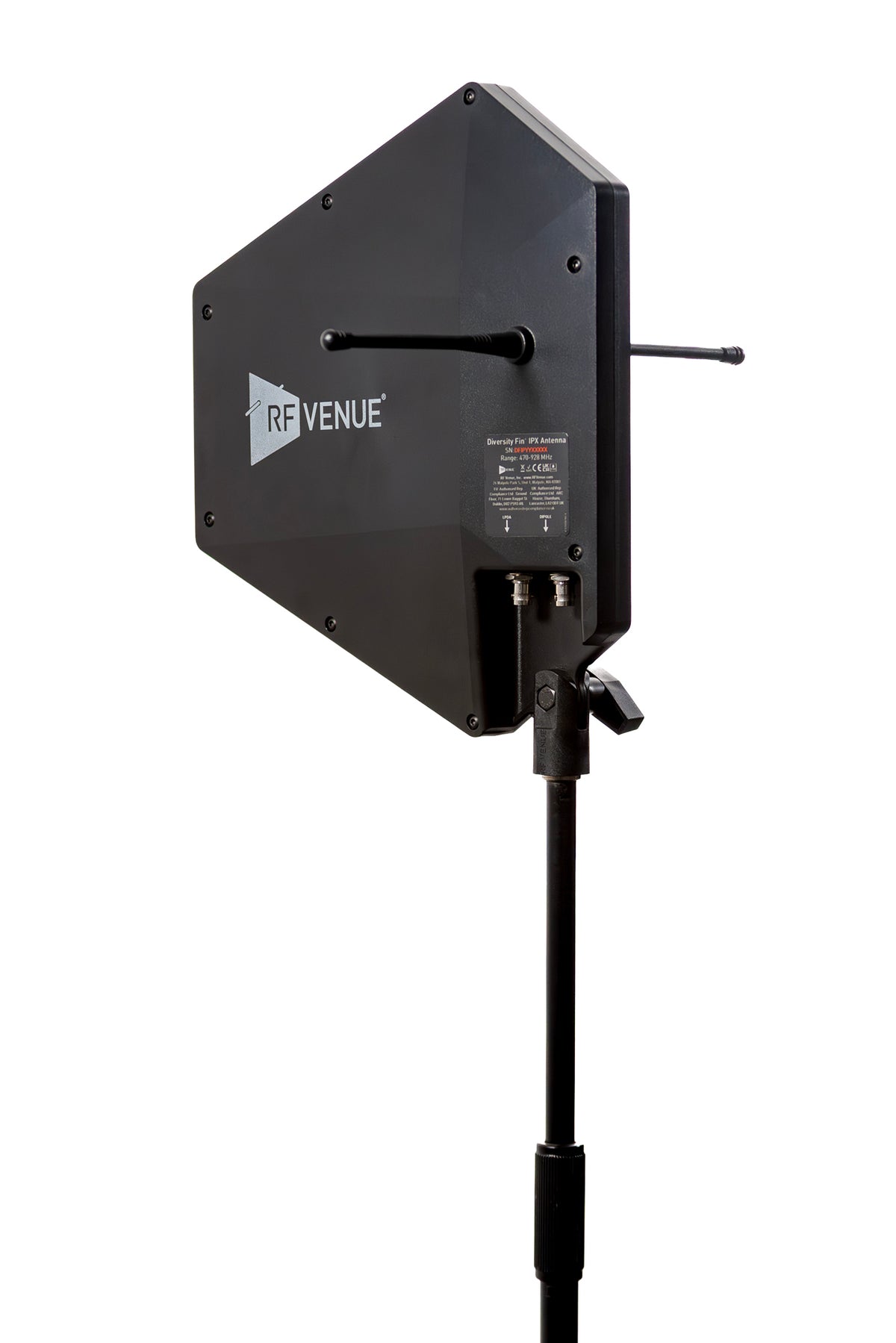 RF Venue Diversity Fin IPX DFIN-IPX, IP44 Weather Resistant Cross Polarized Diversity Antenna for Wireless Microphones, Black