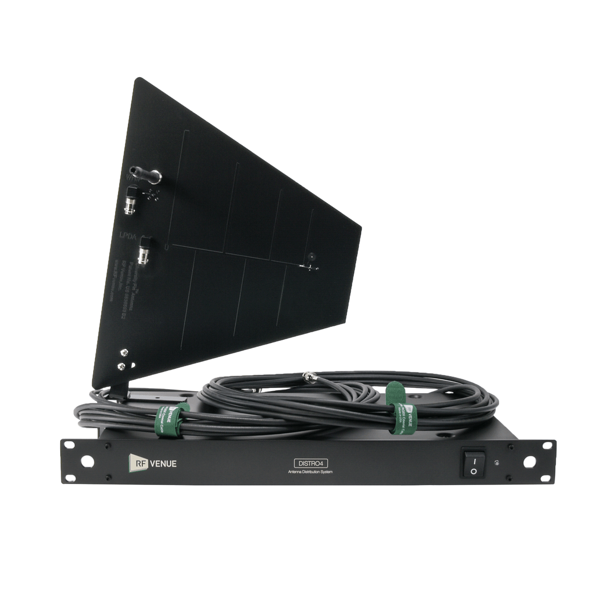 RF Venue 4 Channel Wireless Mic Upgrade Pack DFINBDISTRO4, DISTRO4 Antenna Distribution with Wallmount Diversity Fin Antenna, Black