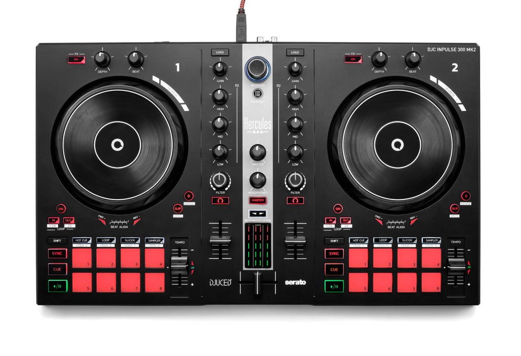 Hercules DJ DJControl Inpulse 300 MK2, 2-Deck DJ Controller for Serato DJ and DJUCED with Beatmatch Guide and Intelligent Music Assistant, Black