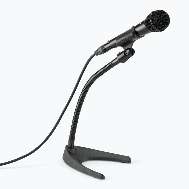 On-Stage DS6213, Gooseneck Desktop Mic Stand, 5.6"-6.75" Base Spread, Black