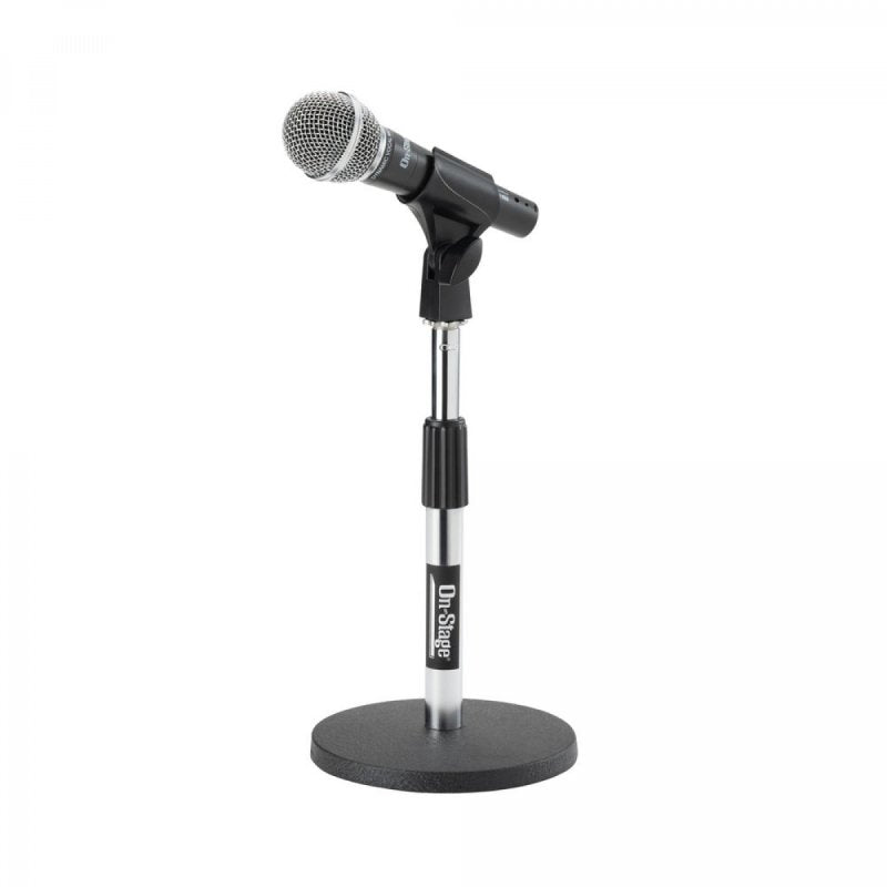 On-Stage DS7200C, Adjustable Desktop Mic Stand, Height 9"-13", Black and Chrome