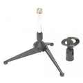 On-Stage DS7425, Tripod Desktop Mic Stand, Height Adjustment 4.3"-6.7", 7.5" Base Spread, Black and Chrome, Includes Mic Clip