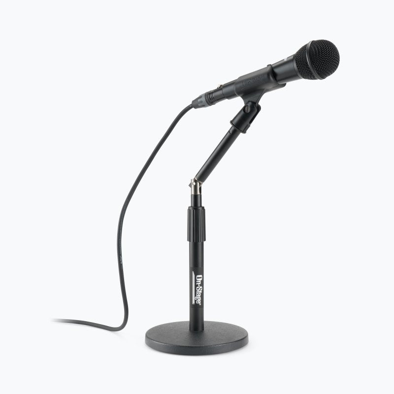 On-Stage DS8200, Adjustable Desktop Mic Stand with Rocker-Lug, Height 9"-14.25", Black