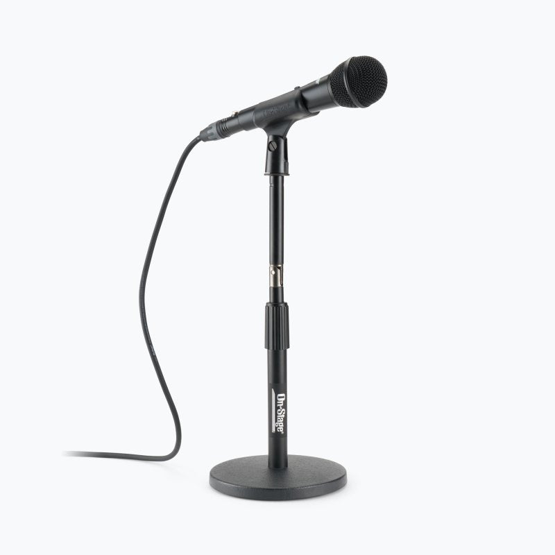On-Stage DS8200, Adjustable Desktop Mic Stand with Rocker-Lug, Height 9"-14.25", Black