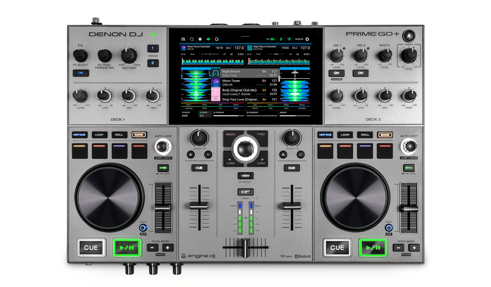 Denon DJ PRIME GO+, 2-Deck Rechargeable Standalone Smart DJ Console with 7-Inch Touchscreen and Engine DJ