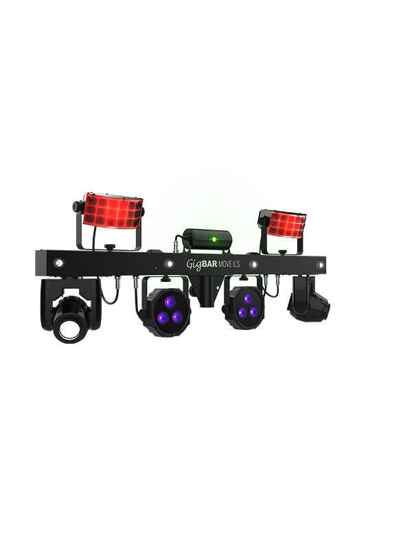 Chauvet DJ GigBAR Move ILS, 5-in-1 Pack-n-Go Lighting System with Moving Heads, Derbys, Pars, Lasers and Strobes, ILS Compatible
