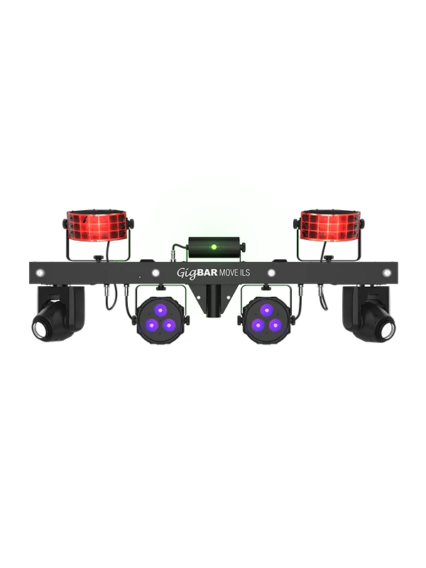 Chauvet DJ GigBAR Move ILS, 5-in-1 Pack-n-Go Lighting System with Moving Heads, Derbys, Pars, Lasers and Strobes, ILS Compatible
