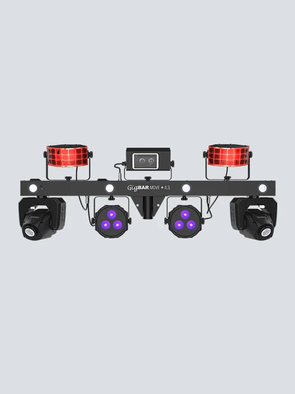 Chauvet DJ GigBAR Move + ILS, 6-in-1 Pack-n-Go Lighting System with Moving Heads, Derbys, Pars, Lasers and Strobes, ILS Compatible