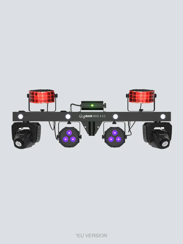 Chauvet DJ GigBAR Move + ILS, 6-in-1 Pack-n-Go Lighting System with Moving Heads, Derbys, Pars, Lasers and Strobes, ILS Compatible
