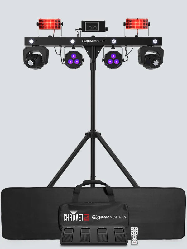 Chauvet DJ GigBAR Move + ILS, 6-in-1 Pack-n-Go Lighting System with Moving Heads, Derbys, Pars, Lasers and Strobes, ILS Compatible