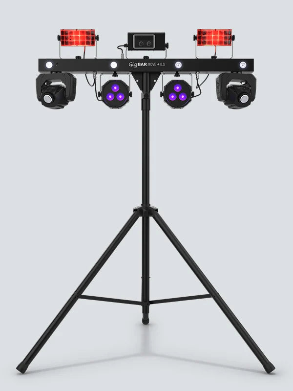 Chauvet DJ GigBAR Move + ILS, 6-in-1 Pack-n-Go Lighting System with Moving Heads, Derbys, Pars, Lasers and Strobes, ILS Compatible