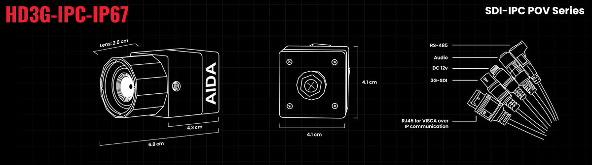 AIDA HD3G-IPC-IP67, FHD 3G-SDI with IP Control Weatherproof IP67 POV Camera