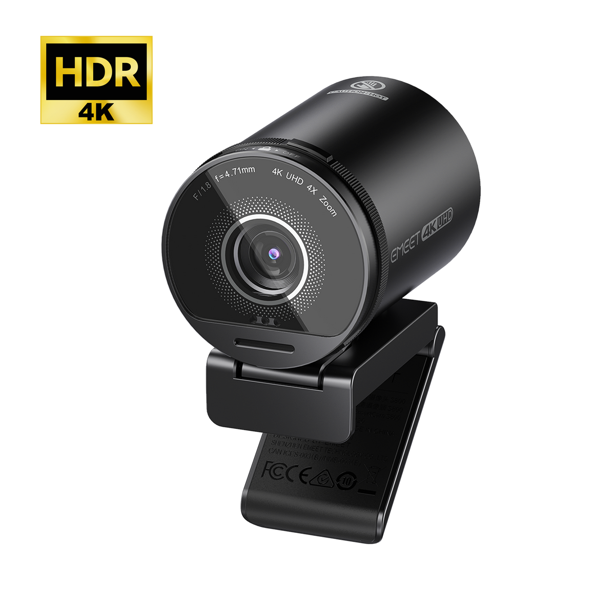 EMEET SmartCam S800, 4K Streaming Webcam with Sony 1/2" Sensor, HDR Support, PDAF and TOF Dual Autofocus, 1080p 60fps, AI Face Autofocus, 2 Noise-Cancelling Mics and 40 to 73 Degree Field of View