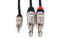 HOSA PRO - Pro Stereo Breakout, REAN 3.5 mm TRS to Dual 1/4 in TS, 10 ft