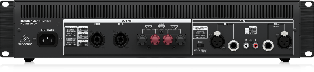 Behringer A800 2-Channel 800W Reference Class-D Power Amplifier