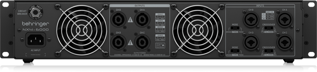 Behringer NX4-6000 Ultra-Lightweight 6000W 4-Channel Class-D Power Amplifier