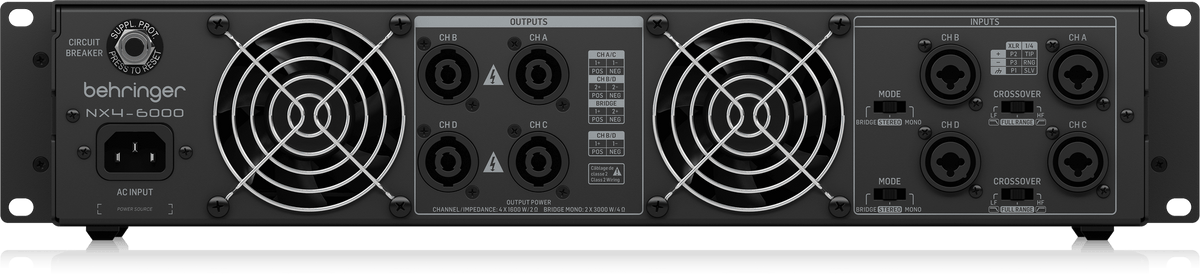 Behringer NX4-6000 Ultra-Lightweight 6000W 4-Channel Class-D Power Amplifier