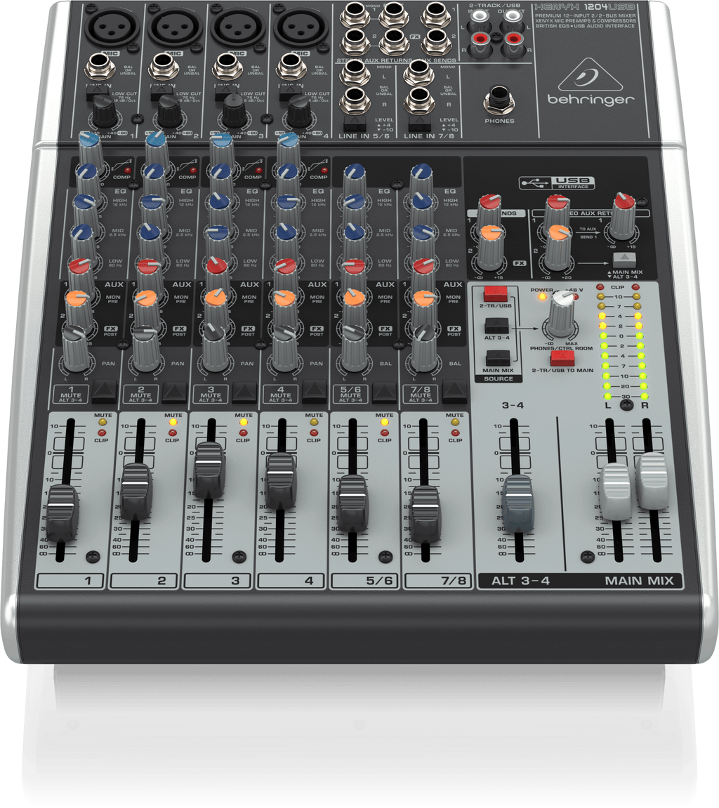 Behringer Xenyx X1204USB Premium 12-Input 2/2-Bus Mixer with XENYX Mic Preamps and Compressors