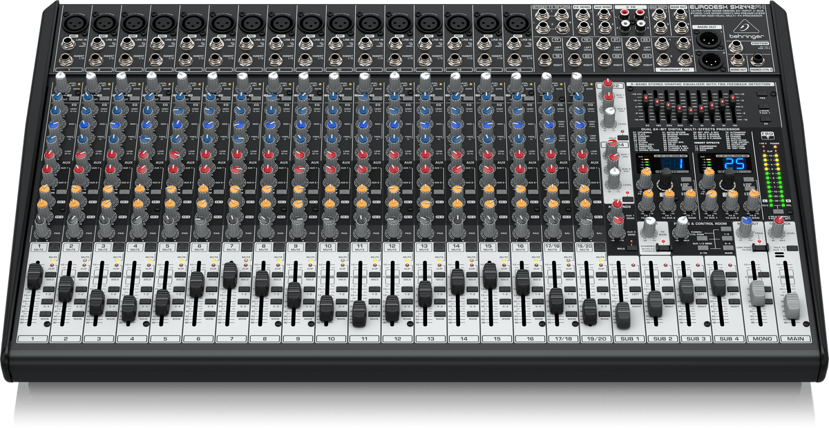 Behringer Eurodesk SX2442FX Ultra-Low Noise Design 24-Input 4-Bus Studio/Live Mixer with XENYX Mic Preamplifiers