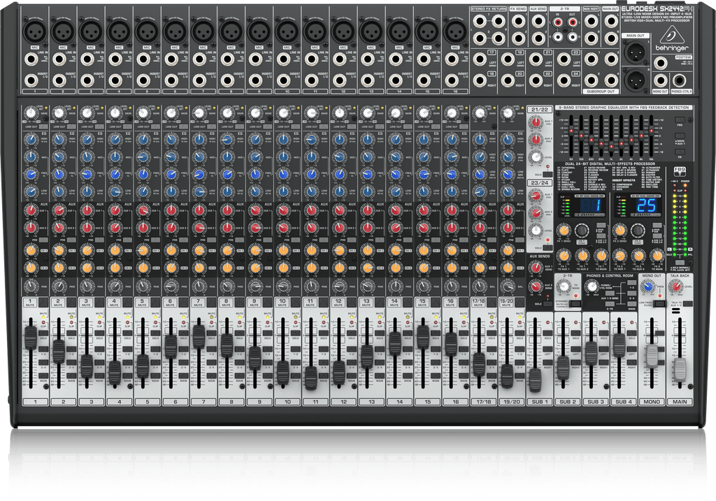 Behringer Eurodesk SX2442FX Ultra-Low Noise Design 24-Input 4-Bus Studio/Live Mixer with XENYX Mic Preamplifiers