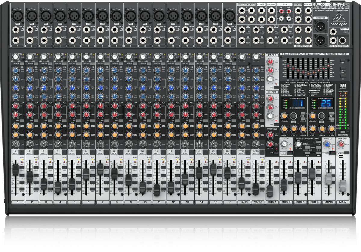 Behringer Eurodesk SX2442FX Ultra-Low Noise Design 24-Input 4-Bus Studio/Live Mixer with XENYX Mic Preamplifiers