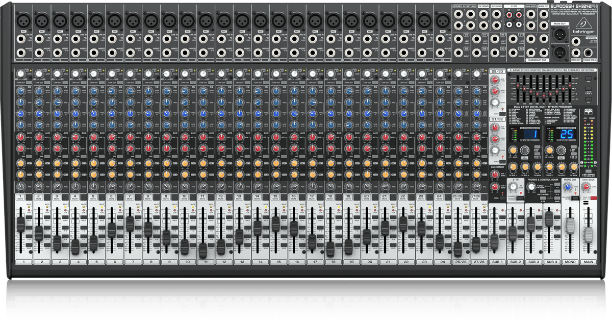 Behringer Eurodesk SX3242FX Ultra-Low Noise Design 32-Input 4-Bus Studio/Live Mixer with XENYX Mic Preamplifiers