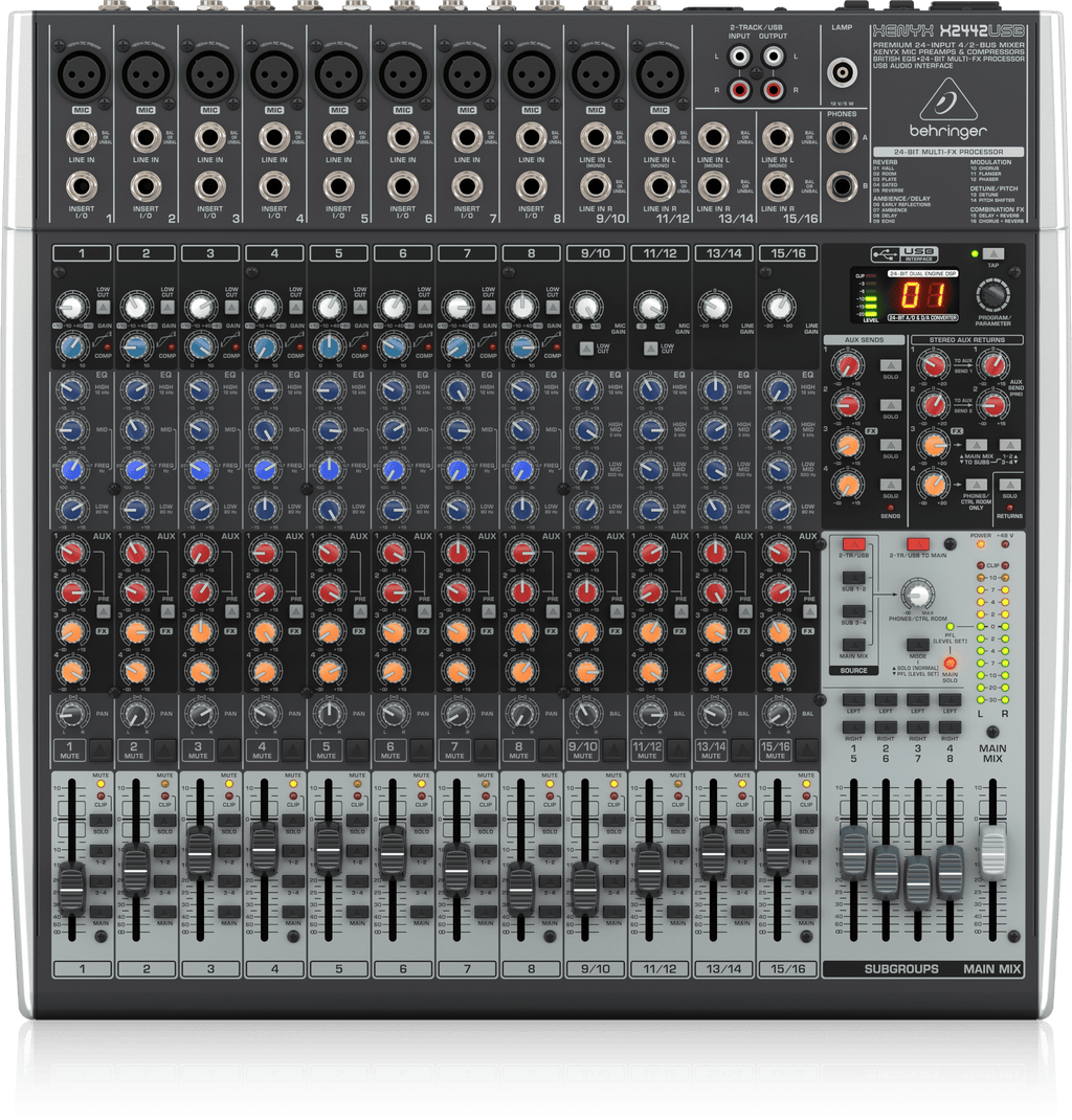 Behringer Xenyx X2442USB Premium 24-Input 4/2-Bus Mixer with XENYX Mic Preamps and Compressors