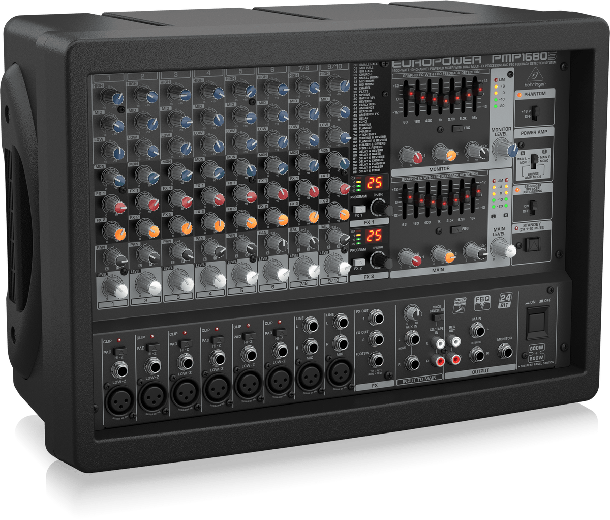 Behringer Europower PMP1680S 1600W 10-Channel Powered Mixer with Dual Multi-FX Processor and FBQ Feedback Detection