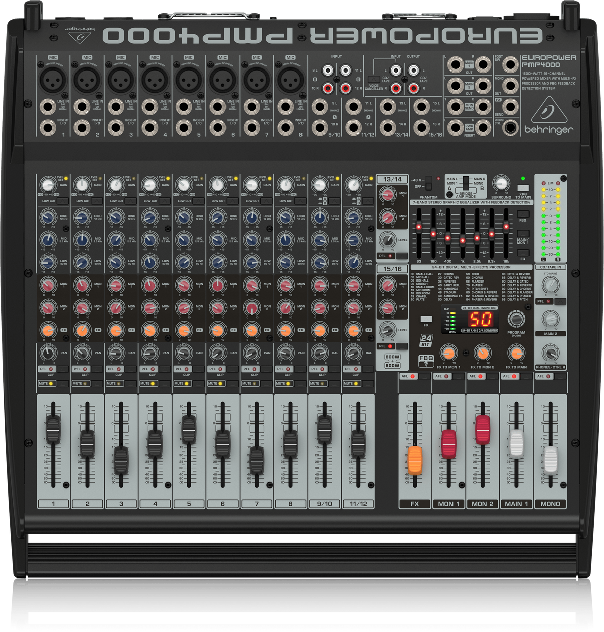 Behringer Europower PMP4000 1600W 16-Channel Powered Mixer with Multi-FX Processor and FBQ Feedback Detection