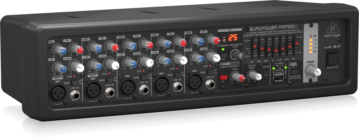 Behringer Europower PMP550M 500W 5-Channel Powered Mixer with Klark Teknik Multi-FX Processor