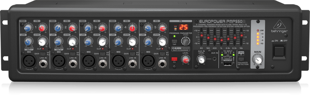Behringer Europower PMP550M 500W 5-Channel Powered Mixer with Klark Teknik Multi-FX Processor