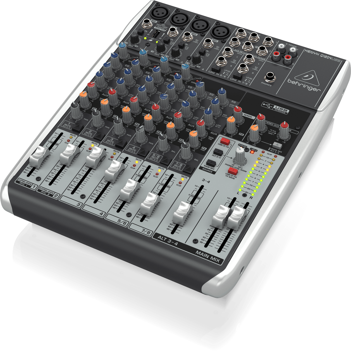 Behringer Xenyx Q1204USB Premium 12-Input 2/2-Bus Mixer with XENYX Mic Preamps and Compressors
