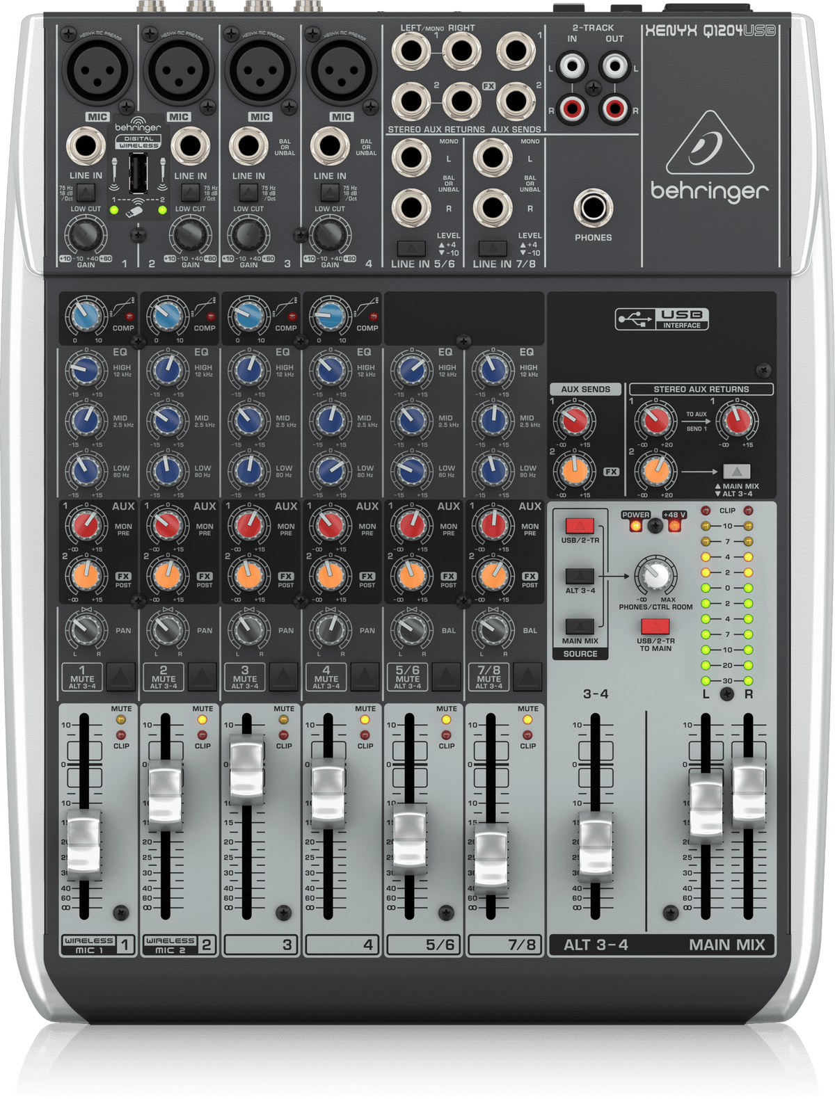 Behringer Xenyx Q1204USB Premium 12-Input 2/2-Bus Mixer with XENYX Mic Preamps and Compressors