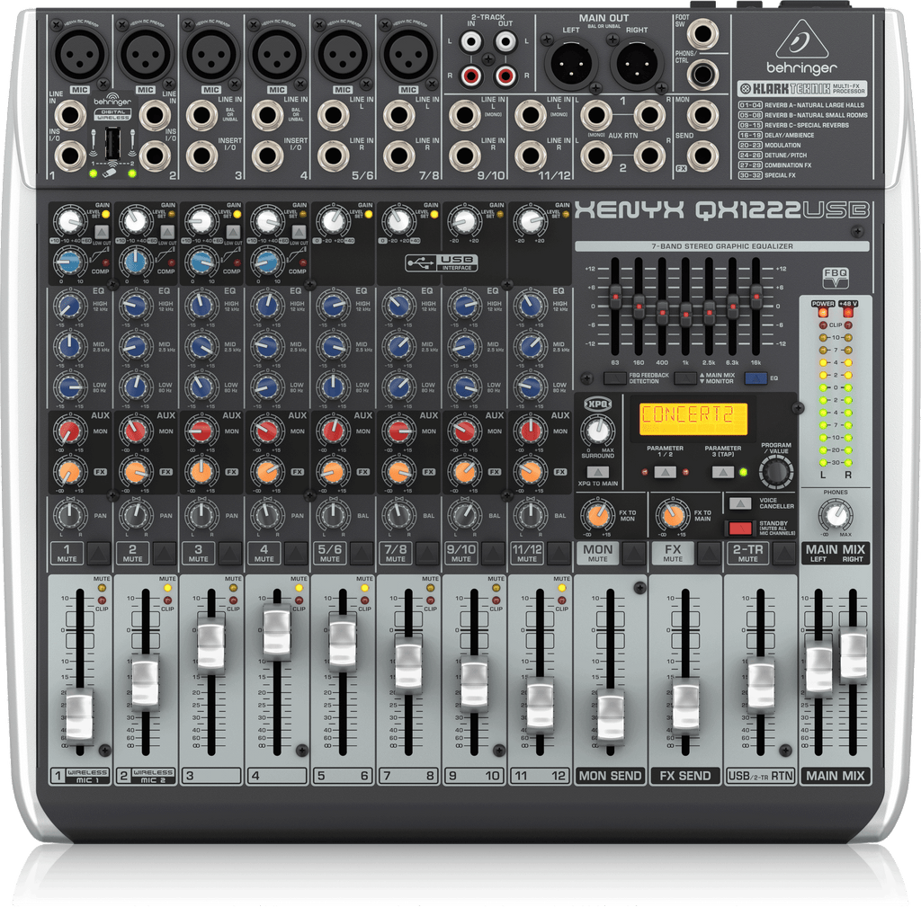 Behringer Xenyx QX1222USB Premium 16-Input 2/2-Bus Mixer with XENYX Mic Preamps and Compressors